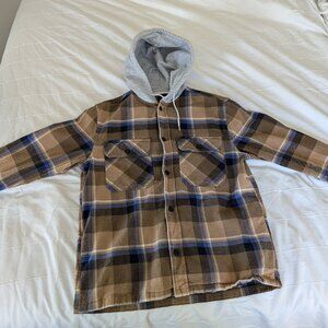 H&M Plaid Button-up Hoodie
